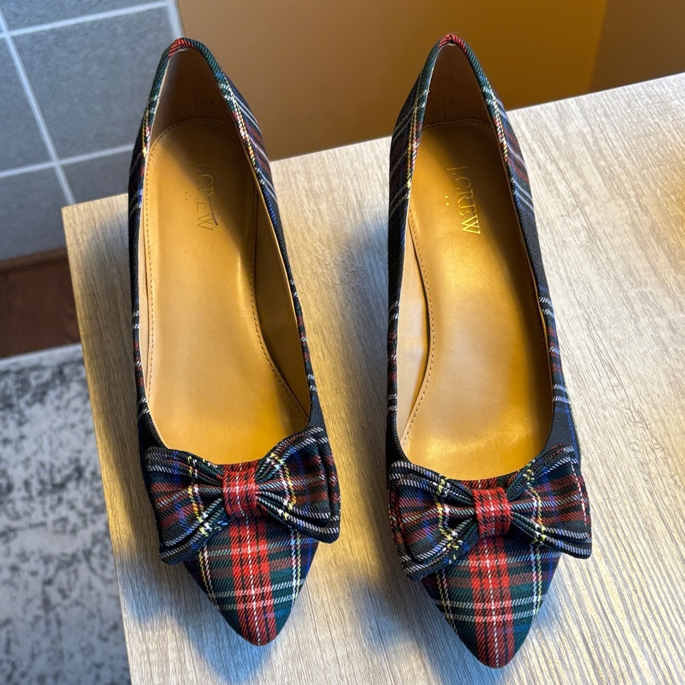 J Crew plaid heels 8.5